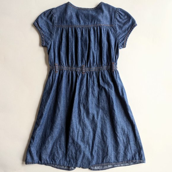 Fall Dresses Oshkosh B'Gosh Dark Denim Buttondown Ruffle Dress Family Photos - Picture 3 of 4